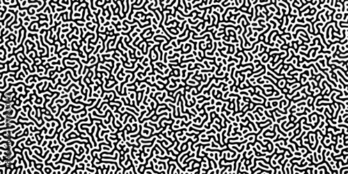 Monochrome Turing reaction background. Abstract pattern background. Linear design with biological shapes. Organic lines in memphis. Overlay template abstract Turing organic wallpaper background. 