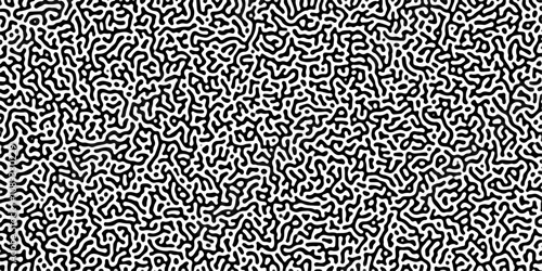 Turing reaction diffusion monochrome seamless pattern with chaotic motion .Linear design with biological shapes. Organic lines in memphis. abstract turing organic wallpaper background .	