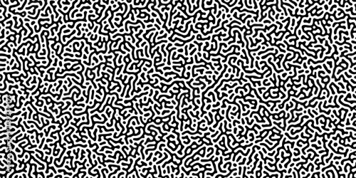 Turing reaction diffusion monochrome seamless pattern with chaotic motion .Linear design with biological shapes. Organic lines in memphis. abstract turing organic wallpaper background .	
