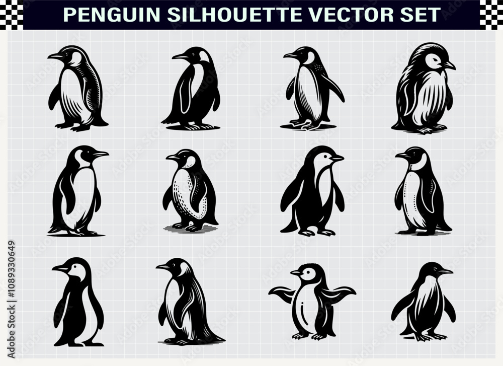 Obraz premium Penguin Silhouette Vector Illustration