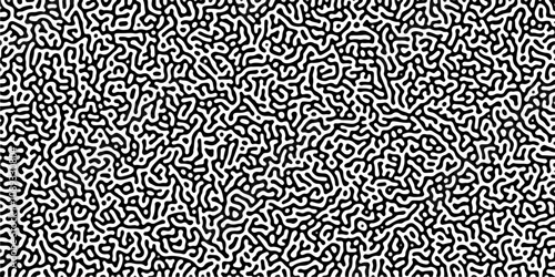 Monochrome Turing reaction background. Abstract pattern background. Linear design with biological shapes. Organic lines in memphis. Overlay template abstract Turing organic wallpaper background. 