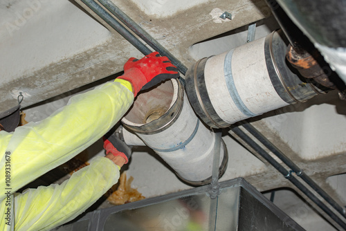 Bild auf Leinwand Asbestos transite pipe use for gas  line in buildingd