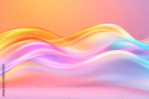 Wallpaper Mural A vibrant, abstract wave pattern with soft pastel colors, blending hues of pink, orange, and blue, creating a serene, dreamy atmosphere. Torontodigital.ca