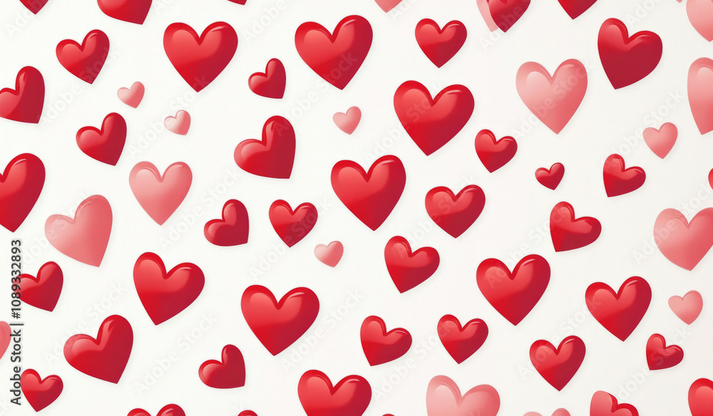 Colorful hearts create a vibrant and cheerful pattern on a light background Colorful hearts create a vibrant and cheerful pattern on a light background