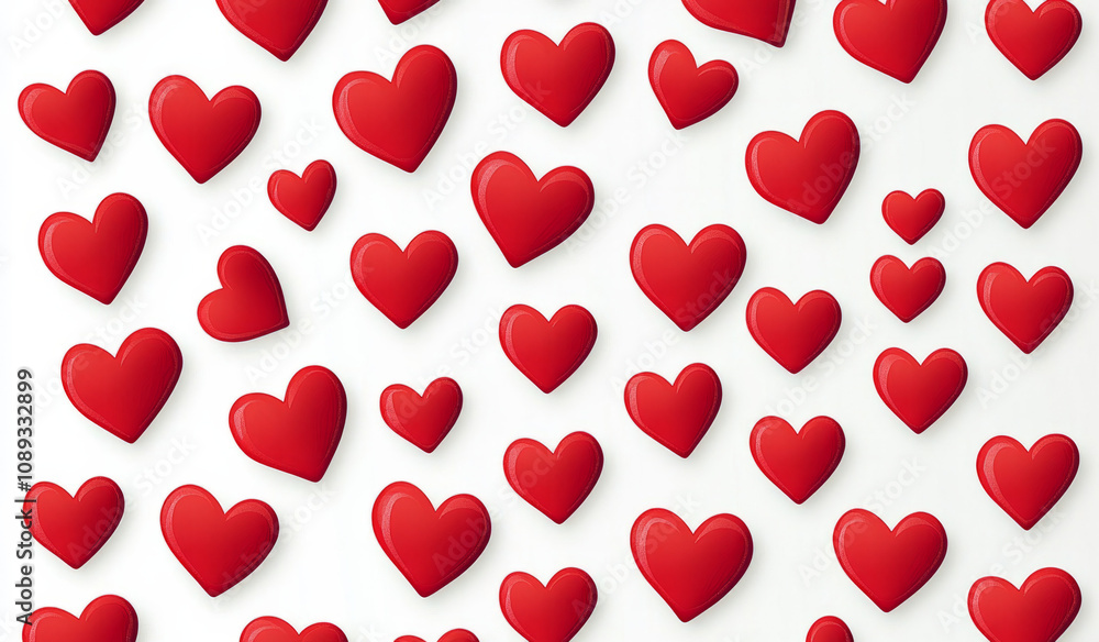 Red heart shapes arranged in a decorative pattern on a white background Red heart shapes arranged in a decorative pattern on a white background
