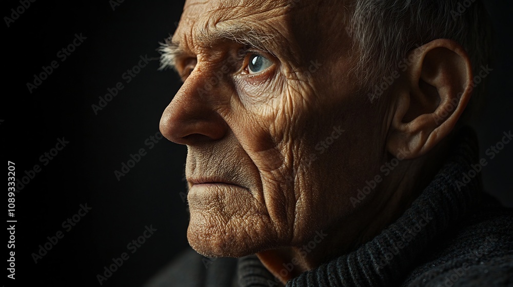 This powerful black and white close up portrait captures the weathered yet resilient face of an elderly man highlighting the social issue of elder neglect and abuse This powerful black and white close up portrait captures the weathered yet resilient face of an elderly man highlighting the social issue of elder neglect and abuse