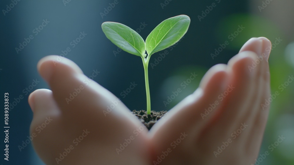 hands holding a small green plant symbolizing growth and sustainability hands holding a small green plant symbolizing growth and sustainability