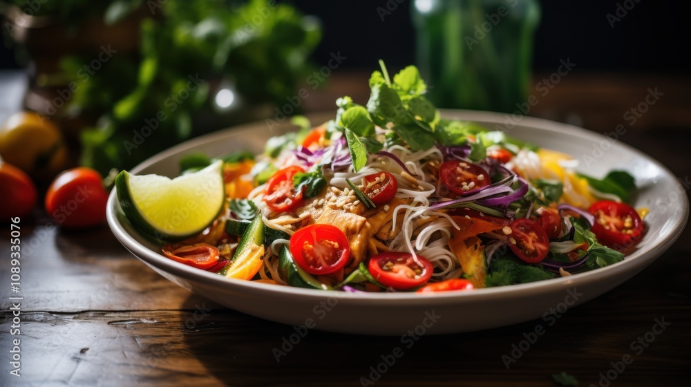 Freshly Made Asian Noodle Salad with Veggies Freshly Made Asian Noodle Salad with Veggies