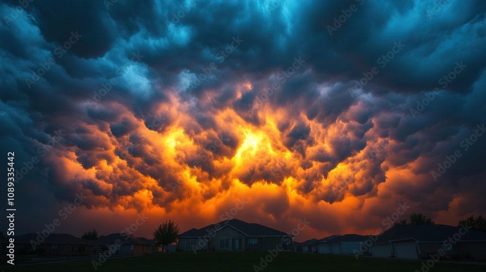 dramatic sunset with storm clouds creating a stunning sky display dramatic sunset with storm clouds creating a stunning sky display
