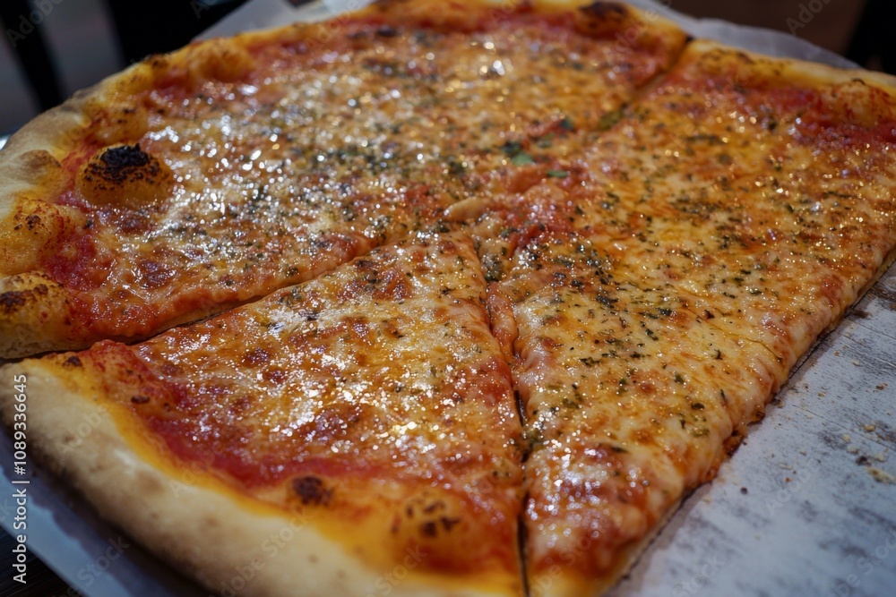 Delicious Pizza on Table Close Up Delicious Pizza on Table Close Up