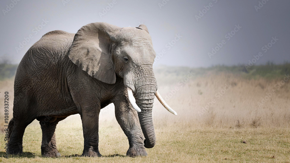 Fototapeta premium African elephant in the savannah.