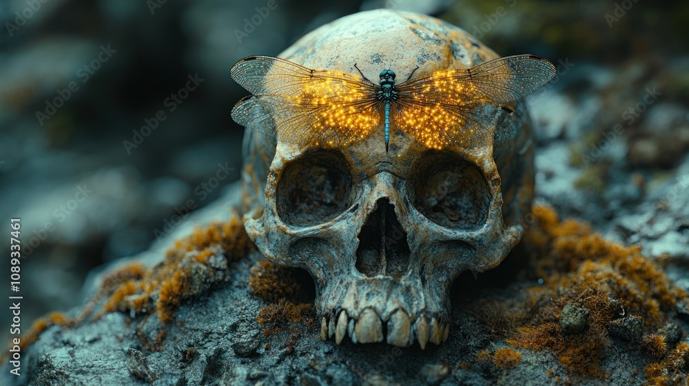 A Dragonfly Rests Upon a Skull A Dragonfly Rests Upon a Skull