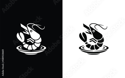 shrimp vector silhouette icon design