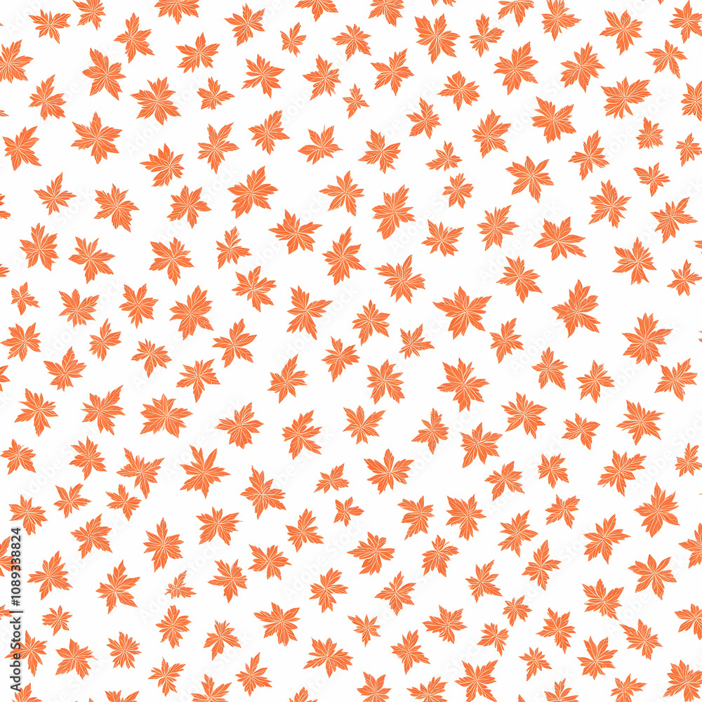 Seamless pattern of orange stylized leaves on white background. Seamless pattern of orange stylized leaves on white background.