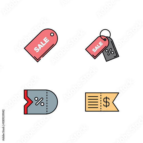 Black friday icon design vector symbol set including tag and discount coupon