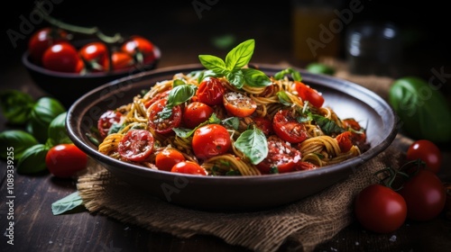 Spaghetti with Cherry Tomatoes and Basil