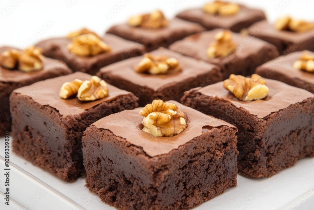 delicious chocolate brownies topped with walnuts delicious chocolate brownies topped with walnuts