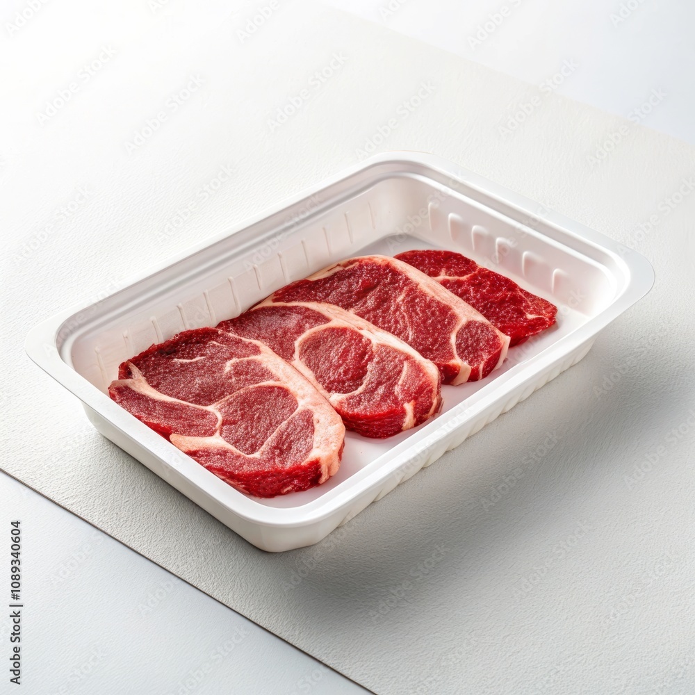 Meat in Foam Tray showcases neatly arranged premium cuts of beef, highlighting freshness and quality, ideal for grilling or culinary preparations at home. Meat in Foam Tray showcases neatly arranged premium cuts of beef, highlighting freshness and quality, ideal for grilling or culinary preparations at home.