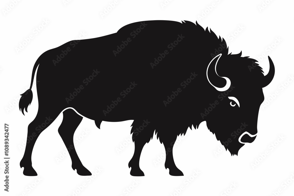 Bison buffalo vector silhouette, bison icon Bison buffalo vector silhouette, bison icon