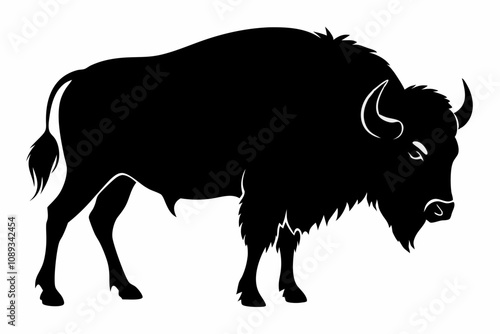 Bison buffalo vector silhouette, bison icon