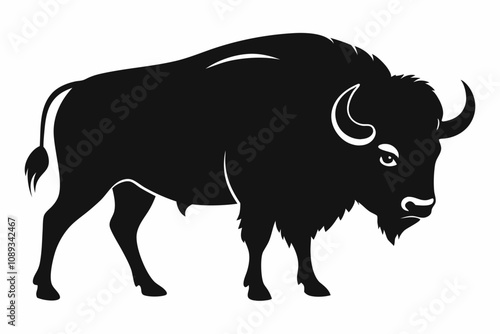 Bison buffalo vector silhouette, bison icon
