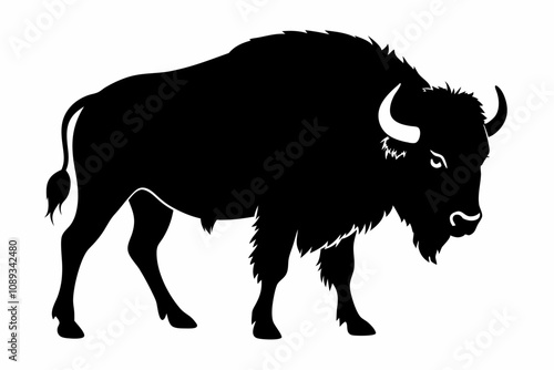 Bison buffalo vector silhouette, bison icon