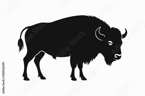 Bison buffalo vector silhouette, bison icon