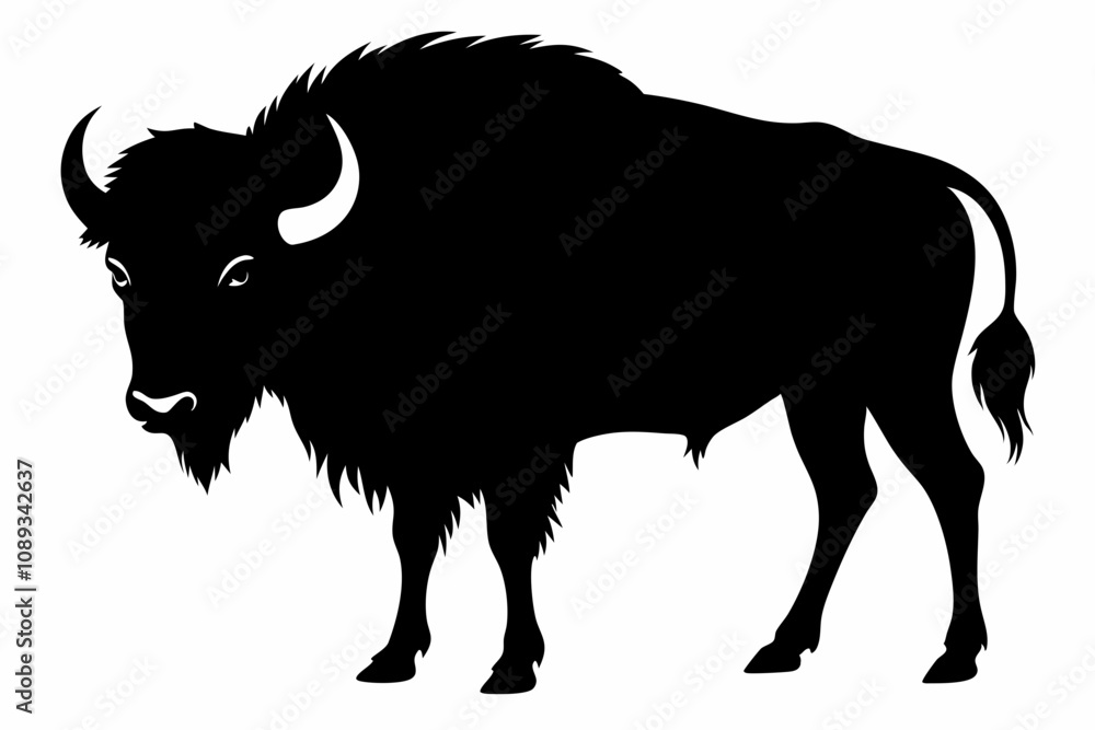 Bison buffalo vector silhouette, bison icon Bison buffalo vector silhouette, bison icon