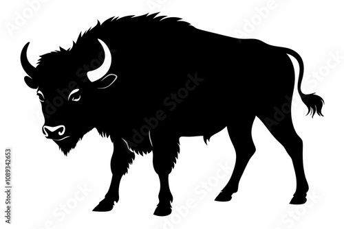 Bison buffalo vector silhouette, bison icon