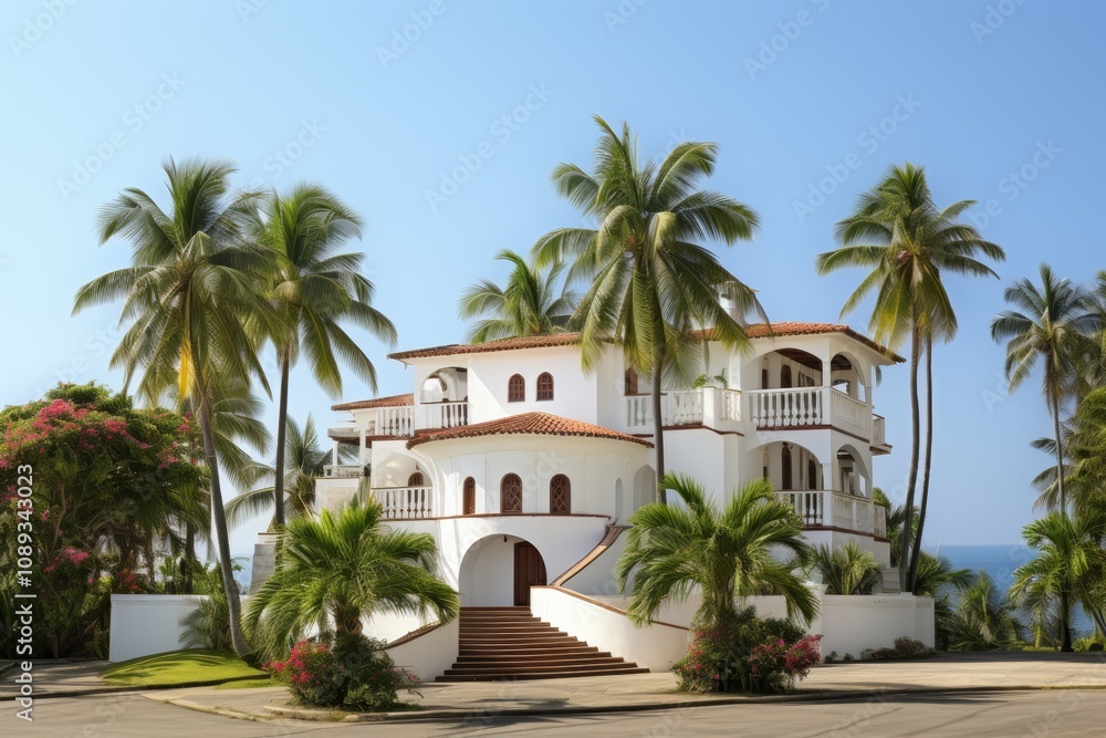 Fototapeta premium Luxurious mansion architecture in png format for an elegant and stylish residential house