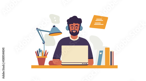 Professional Online Technical Support. Man Answering Questions