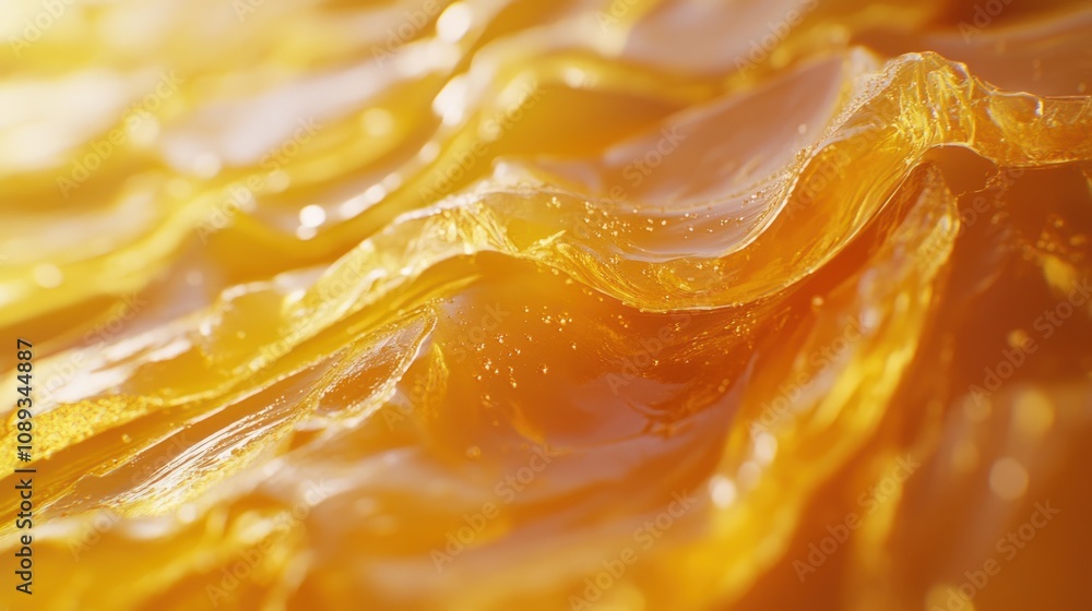 Golden, viscous liquid with wave-like texture. Golden, viscous liquid with wave-like texture.