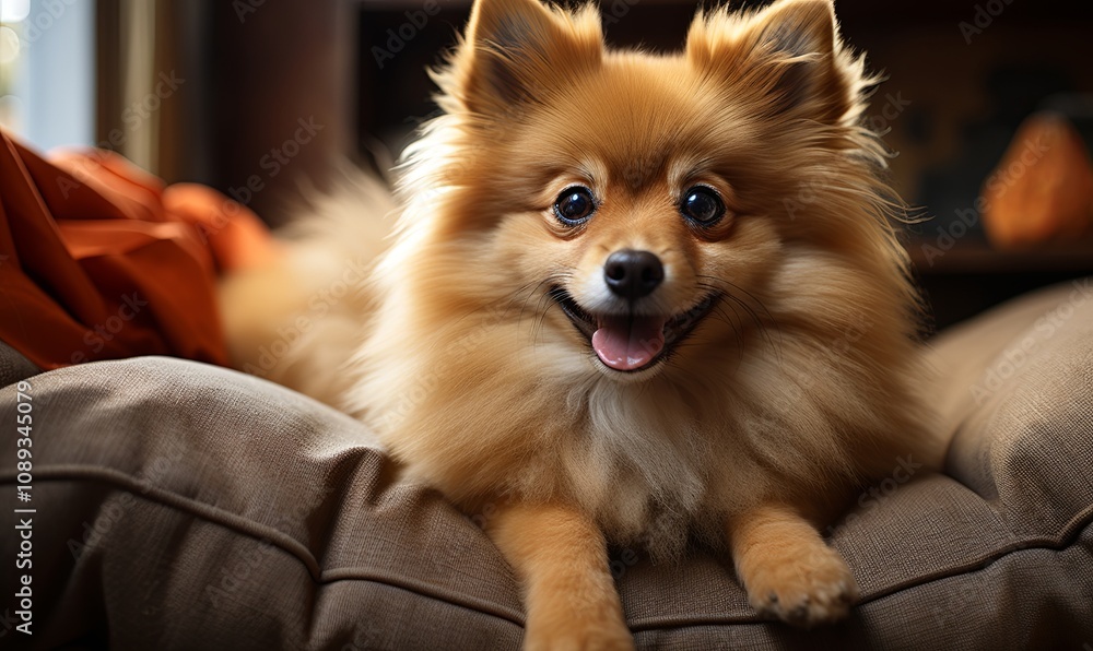 Small Brown Dog Laying on Top of Couch Small Brown Dog Laying on Top of Couch