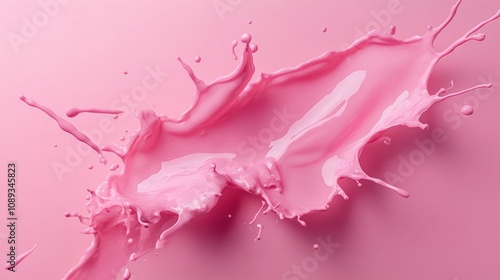 A splash of vibrant pink liquid against a smooth pink background, showcasing fluid motion.