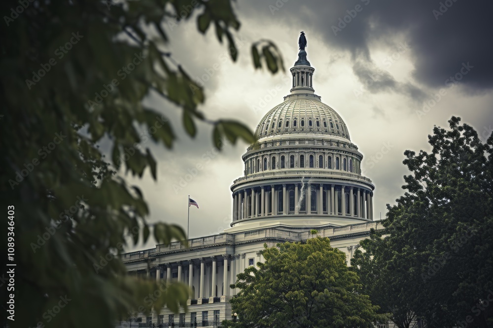 Fototapeta premium Historical capitol landmark in washington dc with iconic white dome and remarkable architecture