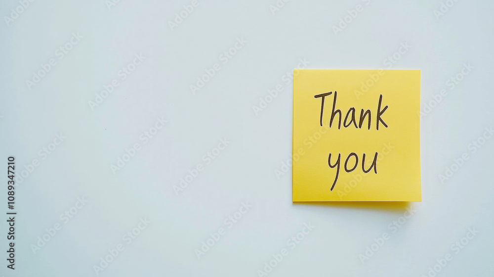Simple thank you note on a sticky pad for expressing gratitude Simple thank you note on a sticky pad for expressing gratitude