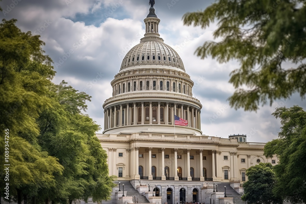 Fototapeta premium Washington capitol iconic us government building with unique white dome symbolizing american history