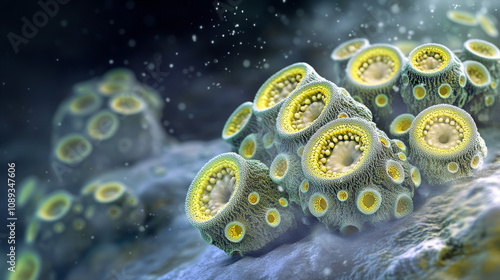 Microscopic Coccolithophores: 3D Render of Ocean Acidification Indicator photo