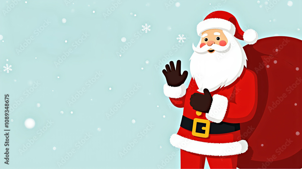 Festive Holiday Card with Santa Claus and Snowflakes Festive Holiday Card with Santa Claus and Snowflakes