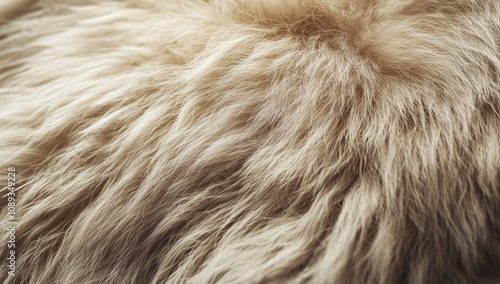 Close-up of Fluffy Beige Fur Texture photo