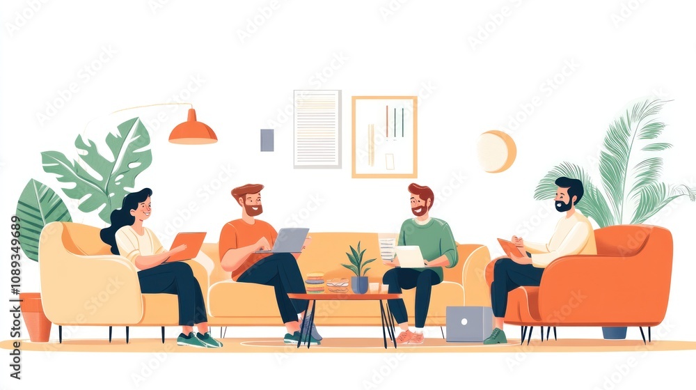 Teamwork Makes the Dream Work: Collaborative Office Space Illustration Teamwork Makes the Dream Work: Collaborative Office Space Illustration