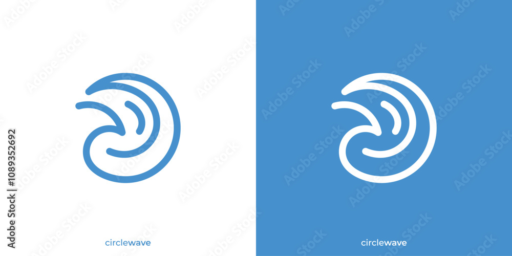 Simple Circle Wave Logo Design with Lineart Outline Style. Wave Icon Graphic Logo Design Template. Simple Circle Wave Logo Design with Lineart Outline Style. Wave Icon Graphic Logo Design Template.
