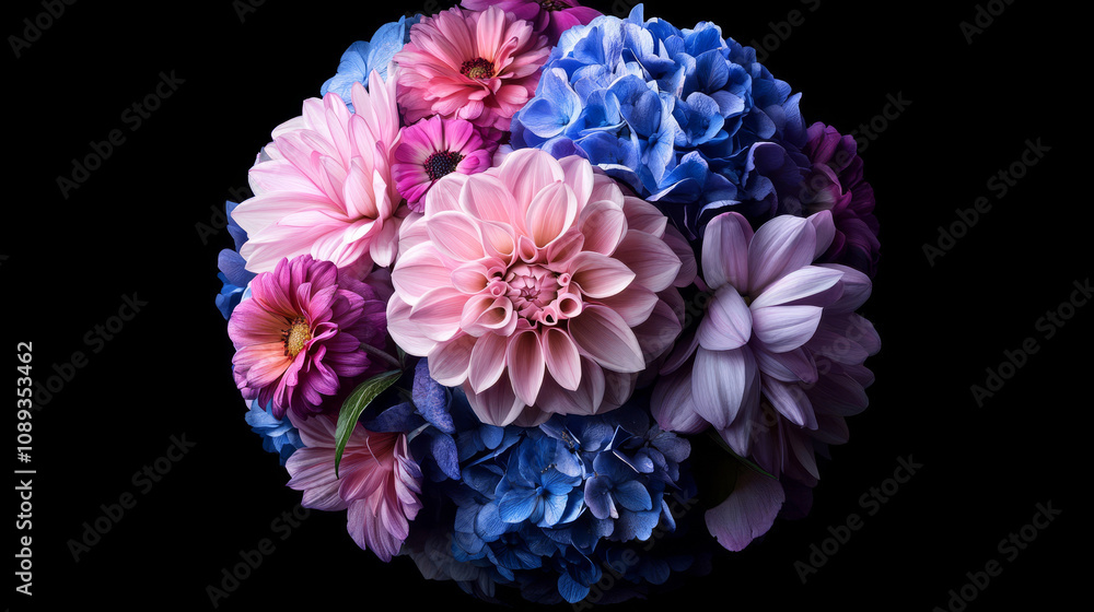 Pink Purple Blue Dahlia Hydrangea Flower Bouquet Pink Purple Blue Dahlia Hydrangea Flower Bouquet