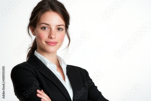 confident businesswoman in professional attire with a friendly smile