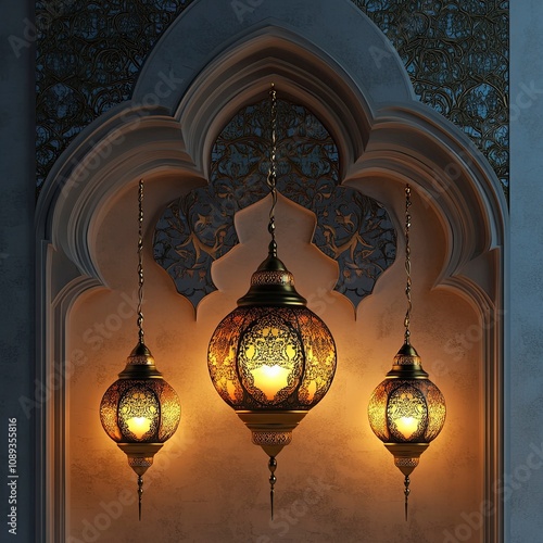 Realistic three-dimensional ramadan kareem illustration, islamic ornament, ramadan, ramadan kareem visuals, generative ai