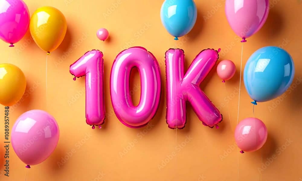 Balloons with the numbers 10K. Followers on social media Balloons with the numbers 10K. Followers on social media