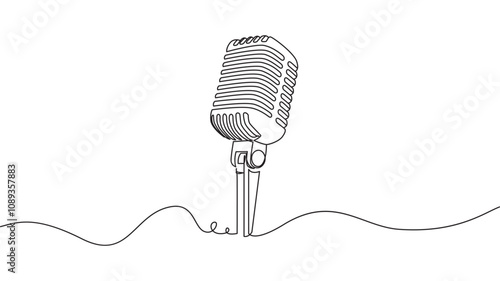 Line art illustration of a vintage style microphone