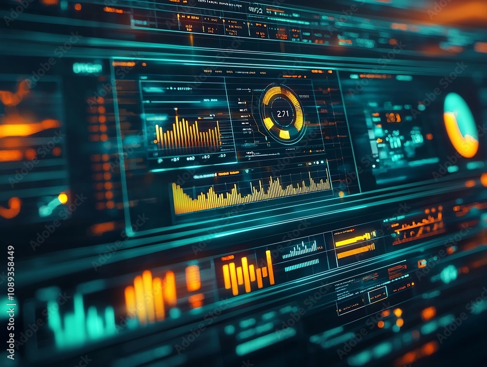 Glowing Digital Dashboard Tracking Real Time Resource Data in Eco Friendly Circular Economy Glowing Digital Dashboard Tracking Real Time Resource Data in Eco Friendly Circular Economy