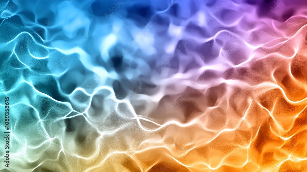 Obraz premium Abstract Wavy Background with Vibrant Colors of Blue, Purple, Orange, and White Flowing Together in a Dreamy and Ethereal Style for Creative Projects and Designs