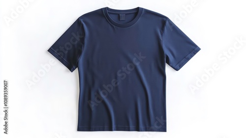 A naval blue t-shirt mockup template isolated on white with a text area